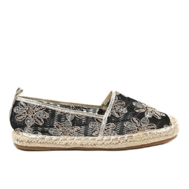 Espadrillas nere traforate con fiori 68-118 nero