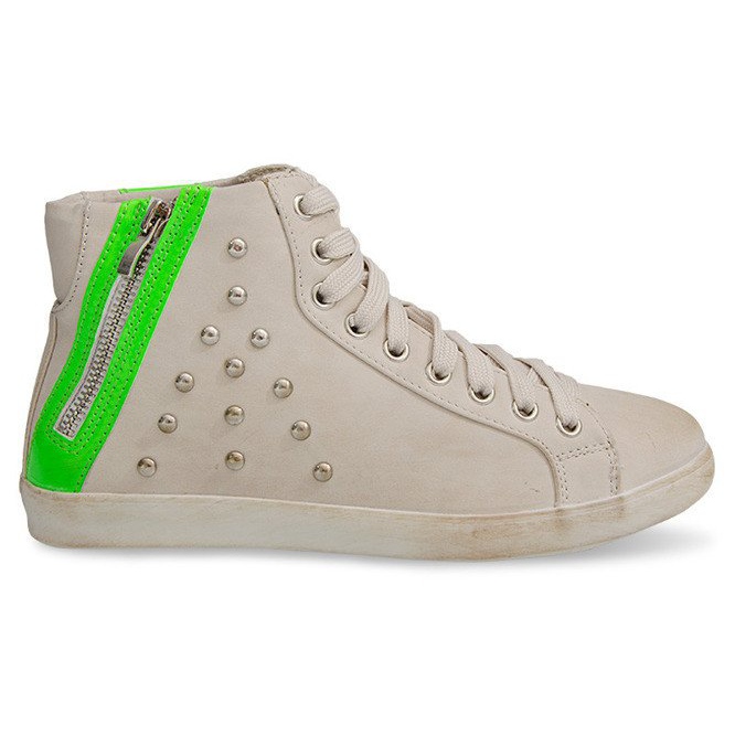 Sneakers Alte Con Borchie F16 Beige