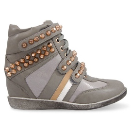 Sneakers Stivali Sulla Zeppa F1001 Grigio verde