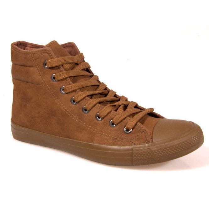 Sneakers Alte In Pelle 202 Cammello marrone
