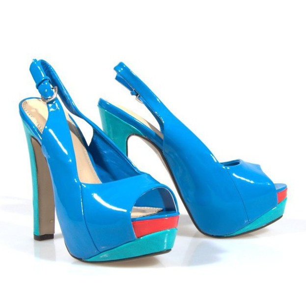 Sandali con décolleté sulla piattaforma blu A8030