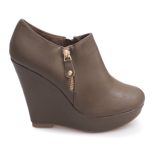 Stivali con zeppa con cerniera S-210 Khaki verde