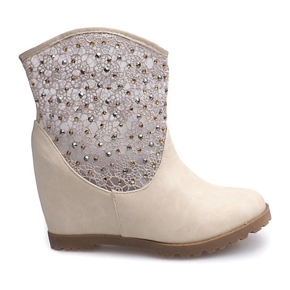 Stivali con zeppa traforati 7010 -16 Beige