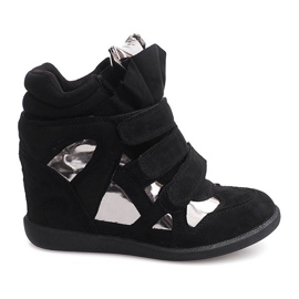 Sneakers Con Zeppa Con Velcro 6041 Nere nero