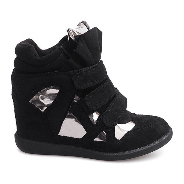 Sneakers Con Zeppa Con Velcro 6041 Nere nero