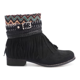 Stivali caldi Boho Frange LL51 Nero