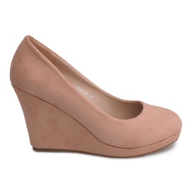 Décolleté con zeppa in pelle scamosciata 2054 rosa