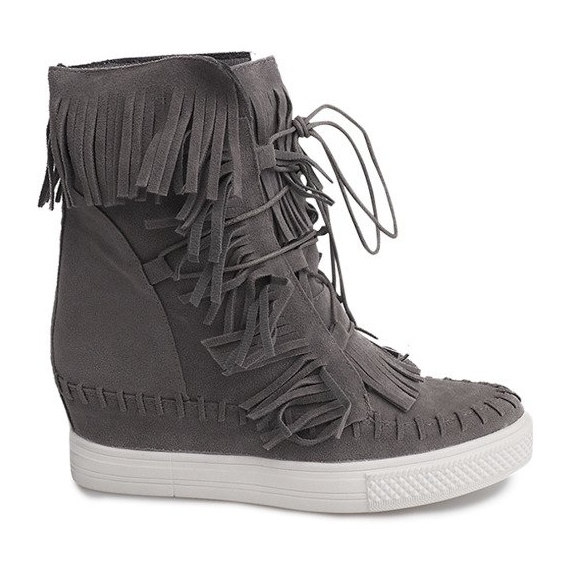 Sneakers Con Zeppa Con Frange Boho 7A1453 Grigio
