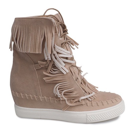 Sneakers Con Zeppa Con Frange Boho 7A1453 Beige