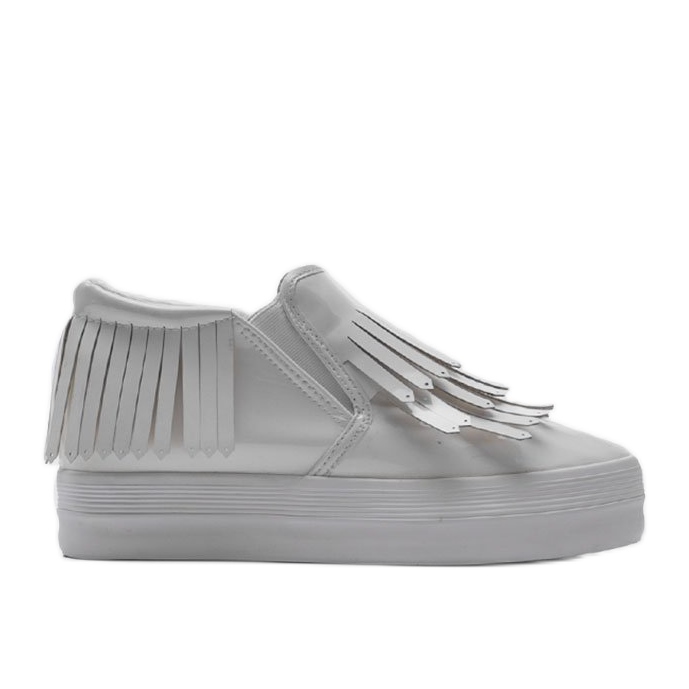 Sneakers laccate con zeppa KB-SQ-077 Bianco bianca