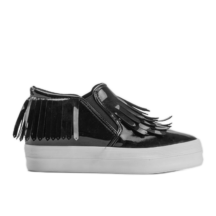 Sneakers laccate con zeppa KB-SQ-077 Black nero