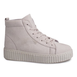 Stivali Creepers alti sulla piattaforma beige HX002