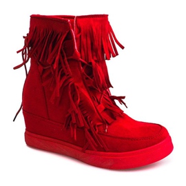 Sneakers Con Zeppa Con Frange Boho 881-2 Rosse rosso