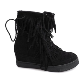 Sneakers Con Zeppa Con Frange Boho 881-2 Nere nero