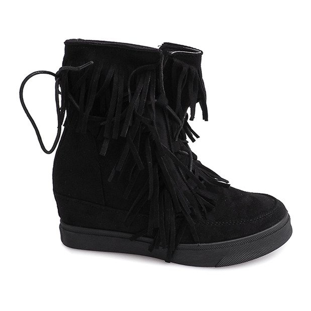 Sneakers Con Zeppa Con Frange Boho 881-2 Nere nero