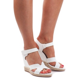 Sandali con zeppa 5H5670 Bianco marrone