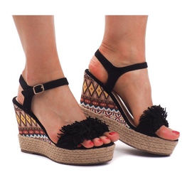 Sandali con zeppa Espadrillas FY8288 Nero