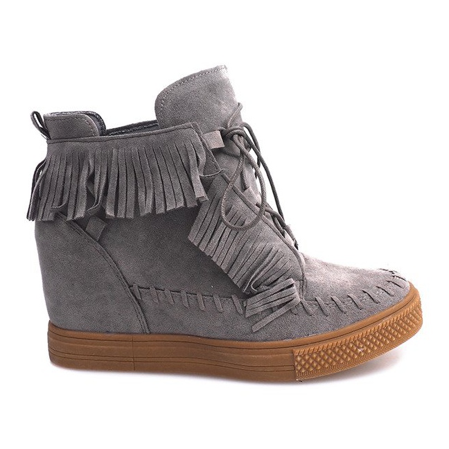 Sneakers Con Zeppa Con Frange Boho F3 Grigio
