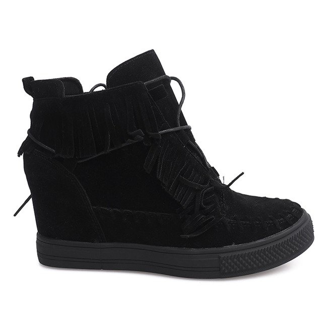 Sneakers Con Zeppa Con Frange Boho F3 Nere nero