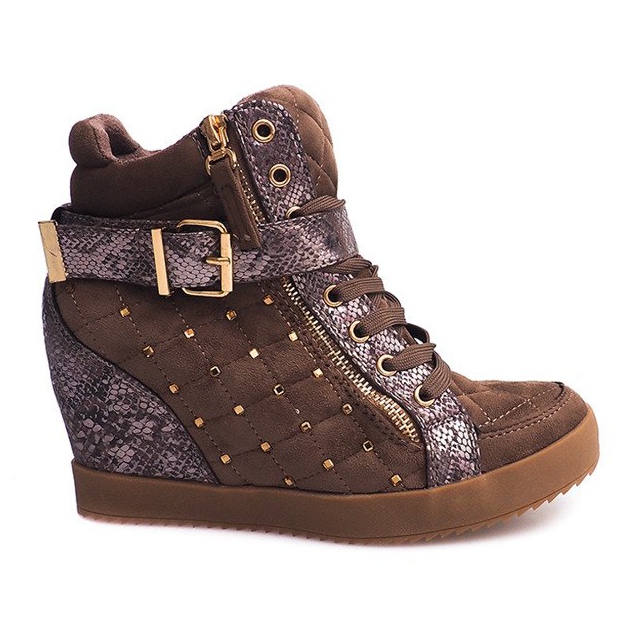 Sneakers con zeppa 6227-Y Cachi multicolore verde