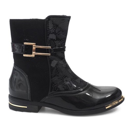 Stivali traforati Galosce laccate 6759-1 Nero