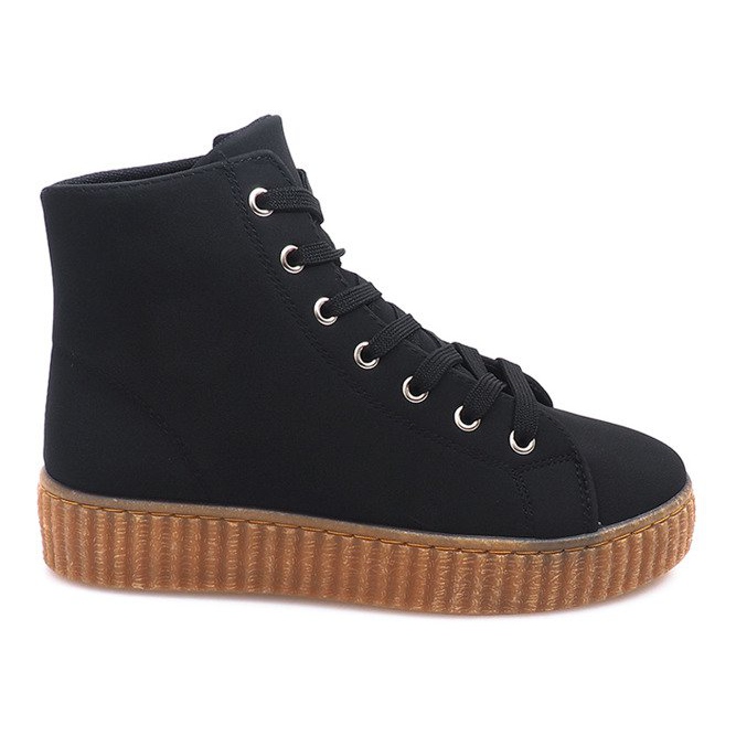 Stivali Creepers sulla piattaforma nera AM-1103 nero