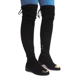 Stivali Alti Scamosciati Lycra B-8 Nero