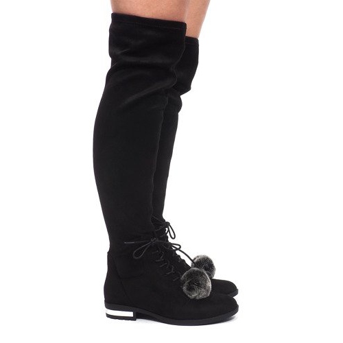 Stivali Scamosciati Pompon G-41 Nero