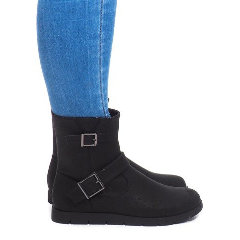 Stivali Caldi Con Fibbia B9813 Nero