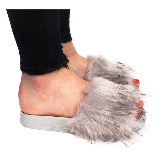 Pantofole Con Pelliccia HN51-5 Grigie grigio