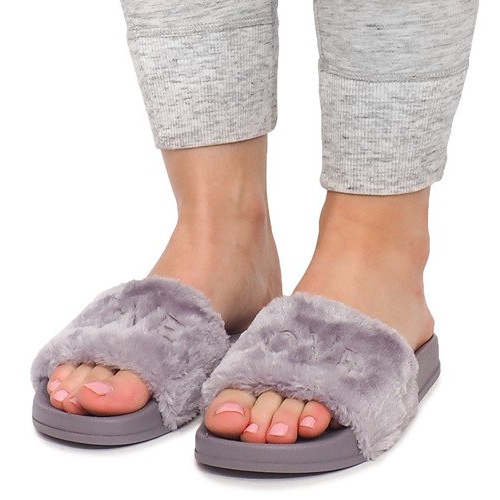 Pantofole Con Pelliccia Love HN02-9 Grigie grigio