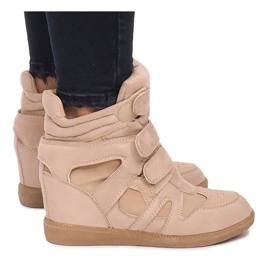 Sneakers con zeppa BZ8386 Cachi multicolore verde