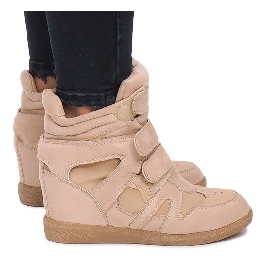Sneakers con zeppa BZ8386 Cachi multicolore verde
