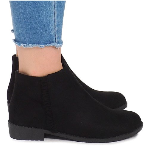 Stivaletti Scamosciati Con Cerniere 99-387 Nero