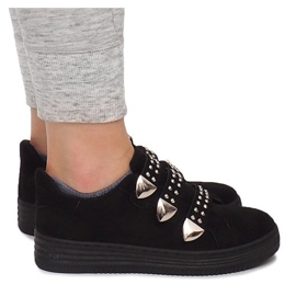Sneakers Con Velcro Con Paillettes AB-3 Nero