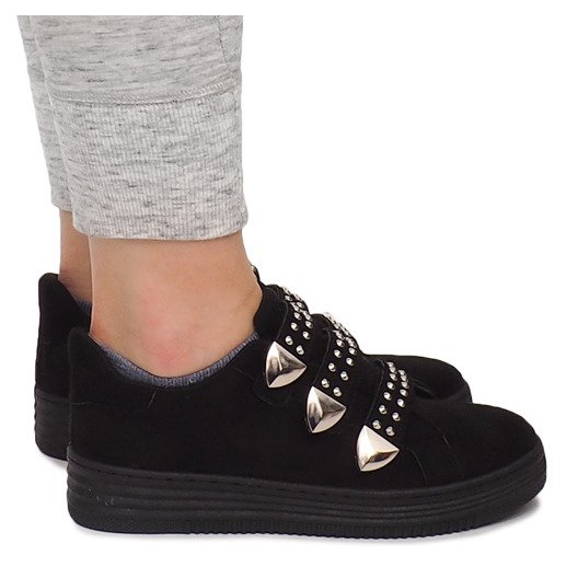 Sneakers Con Velcro Con Paillettes AB-3 Nero