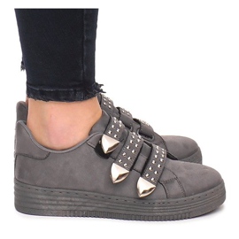 Sneakers Con Velcro Con Paillettes AB-3 Grigio