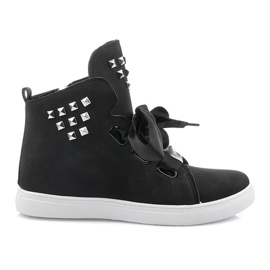 Stivaletti e fiocchi in pelle scamosciata TL0149-2 Nero