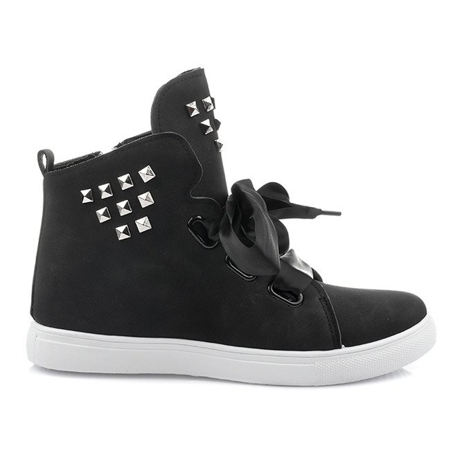 Stivaletti e fiocchi in pelle scamosciata TL0149-2 Nero