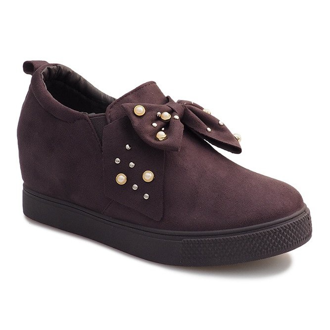 Sneakers con zeppa grigie 6186 marrone