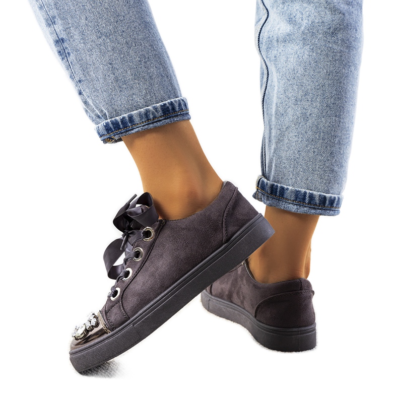 Sneakers riccamente decorate 6192 grigie grigio