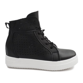 Sneakers con zeppa traforata NB53P Nero