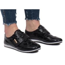 Scarpe Brogue Nere Con Velcro Denise nero