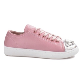Sneakers con diamanti decorati beige rosa
