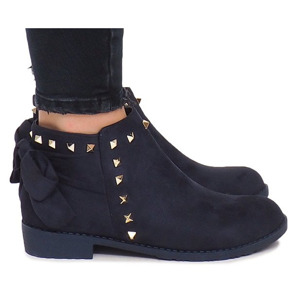 Stivali in camoscio con cerniera LL-168 Blu navy
