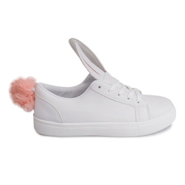 Sneakers bianche con orecchie da coniglio bianco