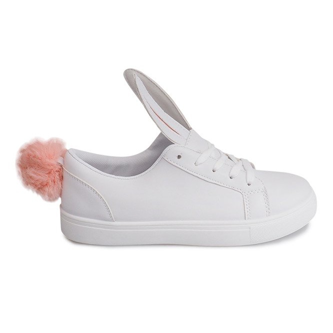 Sneakers bianche con orecchie da coniglio bianca