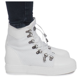 Sneakers bianche traforate sulla zeppa Mathilde bianca