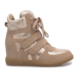 Sneakers con zeppa beige 1628