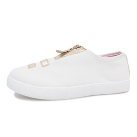 Sneakers bianche con cerniera Simple bianco d'oro